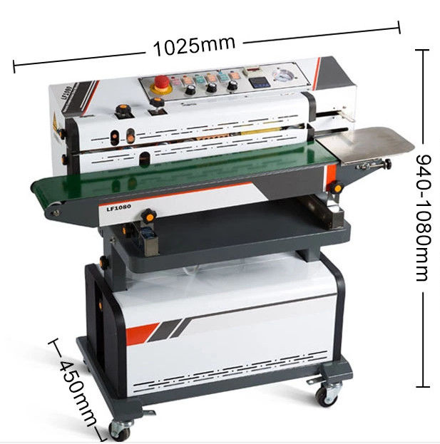Nitrogen Gas Flushing Vacuum Continuous Band Sealer Plastik Bag Heat Sealing Machine Dengan Ink Roller Printing