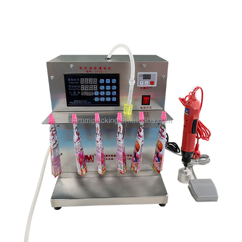 2000ml Spout Bag Liquid Filling Packaging Machine Meja Tipe 2 Kepala
