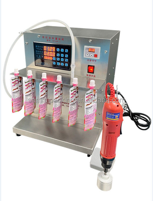 2000ml Spout Bag Liquid Filling Packaging Machine Meja Tipe 2 Kepala