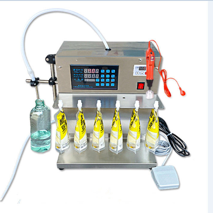 2000ml Spout Bag Liquid Filling Packaging Machine Meja Tipe 2 Kepala