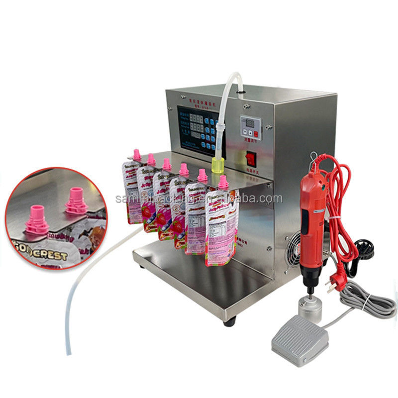 2000ml Spout Bag Liquid Filling Packaging Machine Meja Tipe 2 Kepala