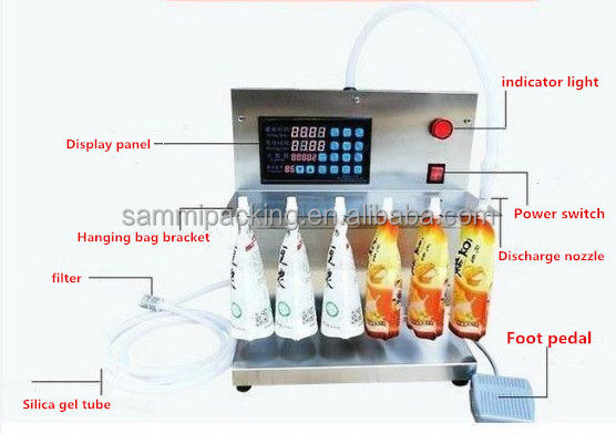 Mesin pengisi kantong spout khusus, jenis meja 100ml 8 kepala Mesin pengisi cairan