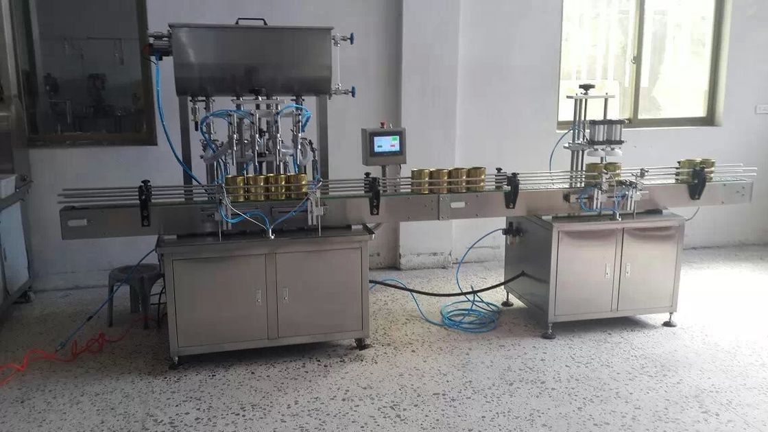 Mesin Pengisian Inline 4 Nozzles Mesin Pengisian Cairan Overflow Otomatis Pengisi Botol Cairan Untuk Jus Minuman