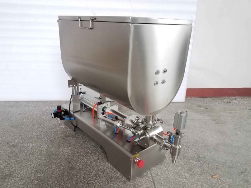 Mesin pengisi pasta cair dengan mixer tipe U hopper