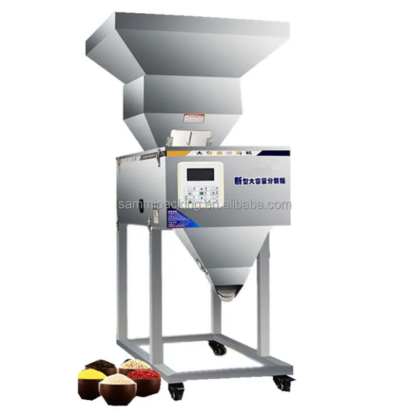 100-3000g Semi Otomatis Granule / Powder / Rice / Coffee / Spice Weighing Mesin pengisian dengan corong besar