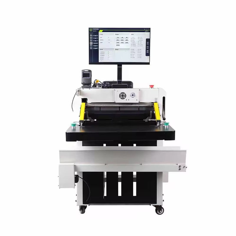Mesin Pencetakan Barcode Scanning Automatic Printing Express Sheet PE Roll Bags Bagging Sticking Labels Sealing Packaging Machine