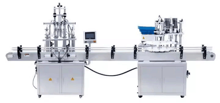 Inline 4 Nozzles Mesin Pengisian Cairan Overflow Otomatis Filler Botol Cairan Untuk Jus Minuman