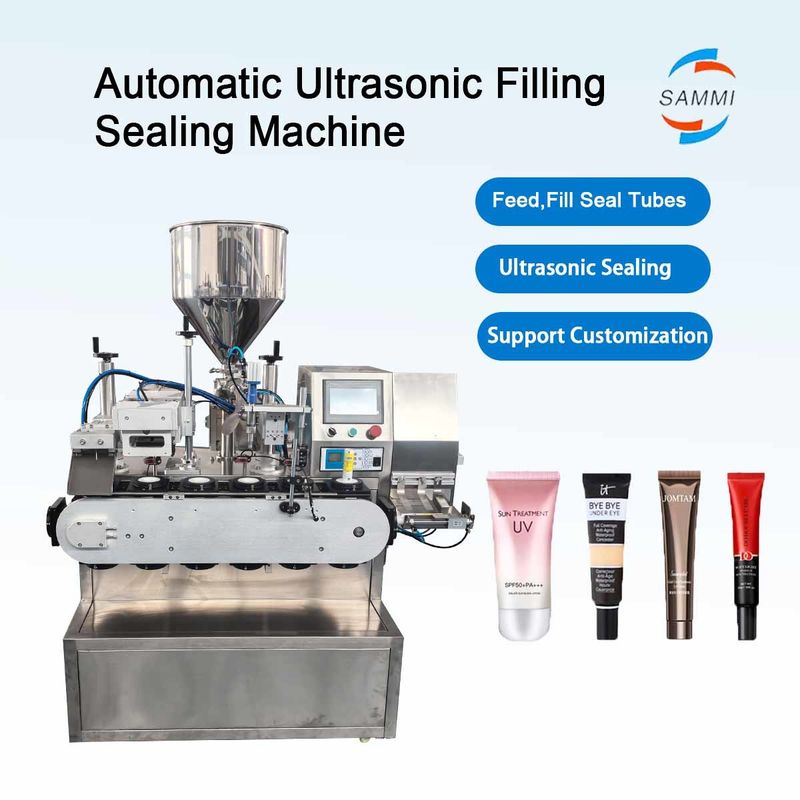 Profesional Ultrasonik Soft Tube Penuh Dan Mesin Penyegelan Untuk Kemasan Krim Kosmetik Otomatis