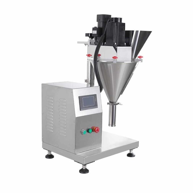 Mesin Pengisian Serbuk Semi Otomatis yang Didorong Listrik Untuk Kantong Botol Susu Kosmetik Menimbang Dosing Auger Filler