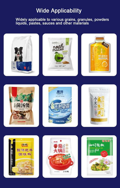 Mesin Pengemasan Kantong Granule Otomatis Multi-Fungsi Kantong Zipper Prefabrikasi untuk Makanan Hewan Peliharaan Makanan Kucing Makanan Anjing