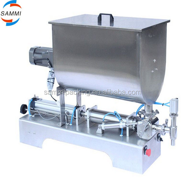 Satu Nozzle Big Valve Mesin Pengisi Saus Kacang Campuran/ Piston Sauce Filler U Type Hopper