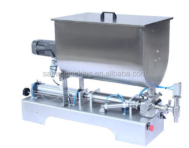 Satu Nozzle Big Valve Mesin Pengisi Saus Kacang Campuran/ Piston Sauce Filler U Type Hopper