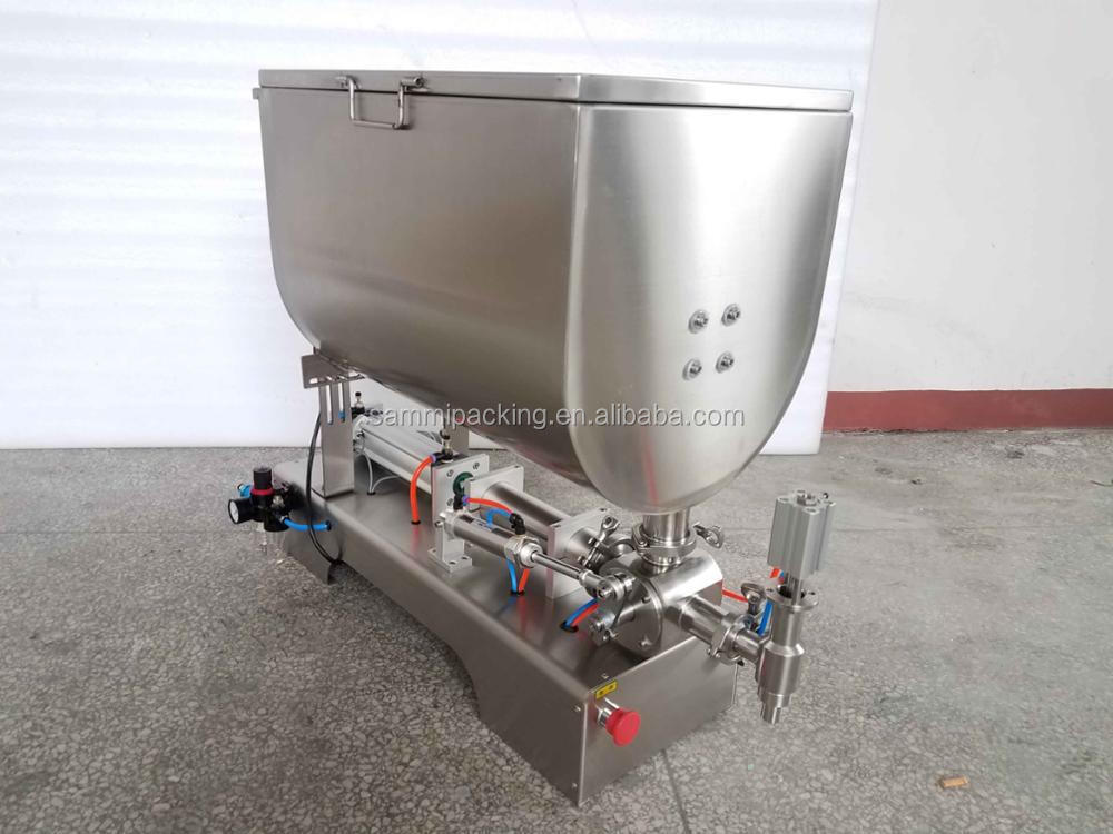 Satu Nozzle Big Valve Mesin Pengisi Saus Kacang Campuran/ Piston Sauce Filler U Type Hopper
