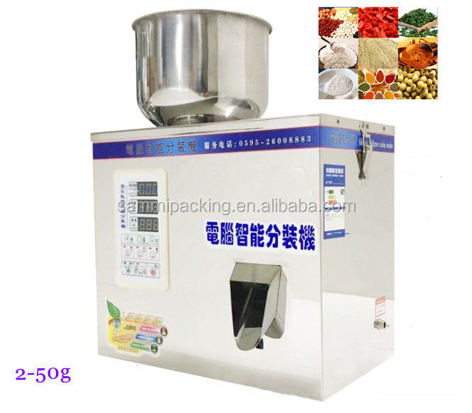 Semi-otomatis 2-50g Granules Grain Nuts Beans Powder Dispensing Filling Machine Weighing Packaging for Bags Aplikasi medis