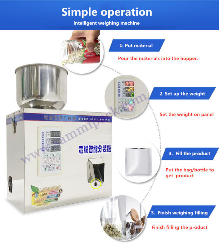 Semi-otomatis 2-50g Granules Grain Nuts Beans Powder Dispensing Filling Machine Weighing Packaging for Bags Aplikasi medis