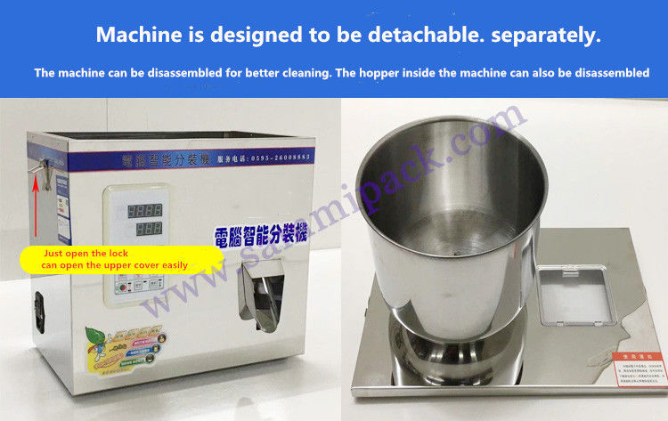 Semi-otomatis 2-50g Granules Grain Nuts Beans Powder Dispensing Filling Machine Weighing Packaging for Bags Aplikasi medis