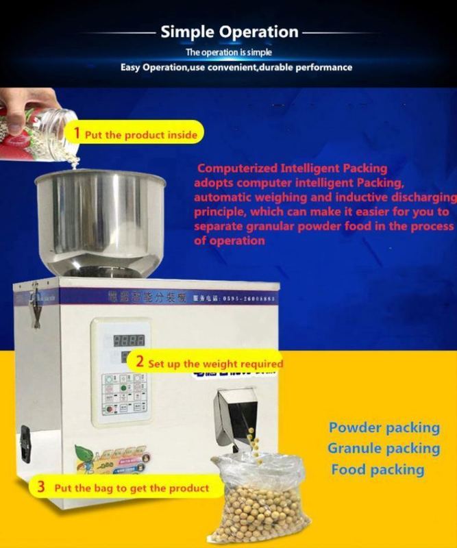 High Precision Semi-Automatic Smart Tea Powder & Grains Particle Packaging Machine untuk Makanan & Minuman dengan komponen inti motor