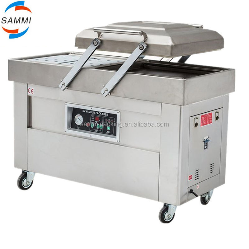 Mesin Pengemas Vakum Ruang Ganda Multifungsi untuk Daging Sapi, Bacon, Ayam, Tahu, Kacang Tanah, Makanan Laut