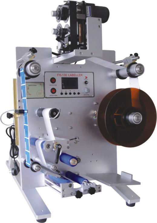 Mesin label stiker vertikal otomatis dengan printer tanggal untuk membungkus botol bulat