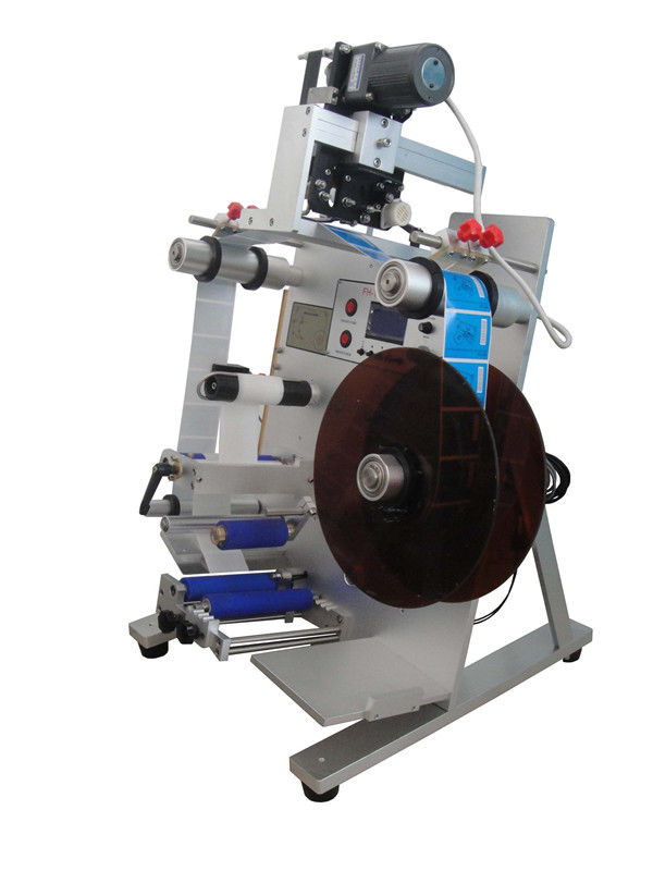 Mesin label stiker vertikal otomatis dengan printer tanggal untuk membungkus botol bulat