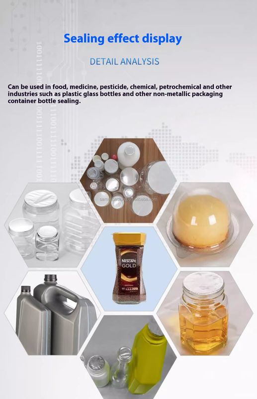 Mesin Segel Induksi Foil Aluminium Kaca Kaleng Kontinu Otomatis Penuh untuk Botol Plastik