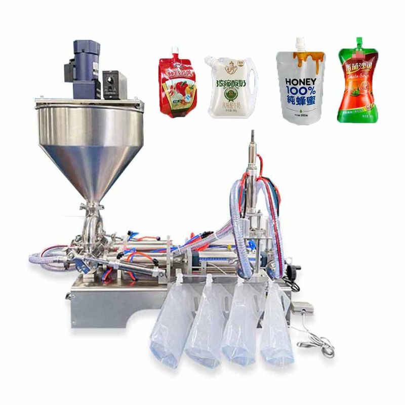 Mesin Pengisi Pasta Viskositas Tinggi Pabrik Dengan Hopper, Mesin Pengemas Kantong Corong Saus Tomat