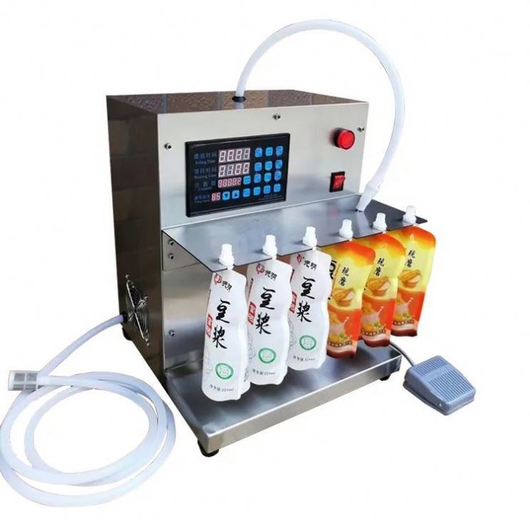 Semi-otomatis Stand-up Sealing Packaging Machine untuk Juice Liquid Spout Bag Penuh Keakuratan 1ml untuk Minyak