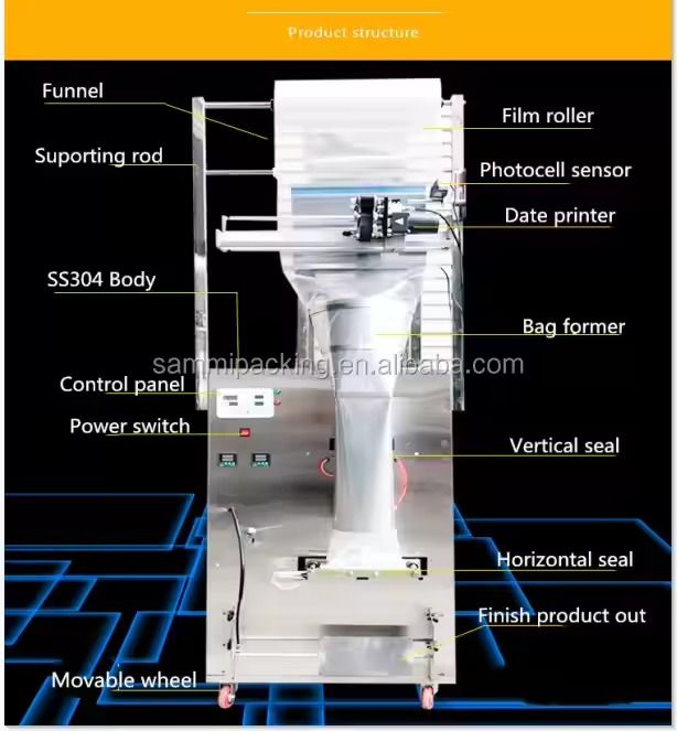 Mesin Pengemas Granul Bubuk Otomatis 100-500g Kualitas Tinggi Kacang Rempah Cabai Biji-bijian Bubuk Makanan Ringan dengan CE