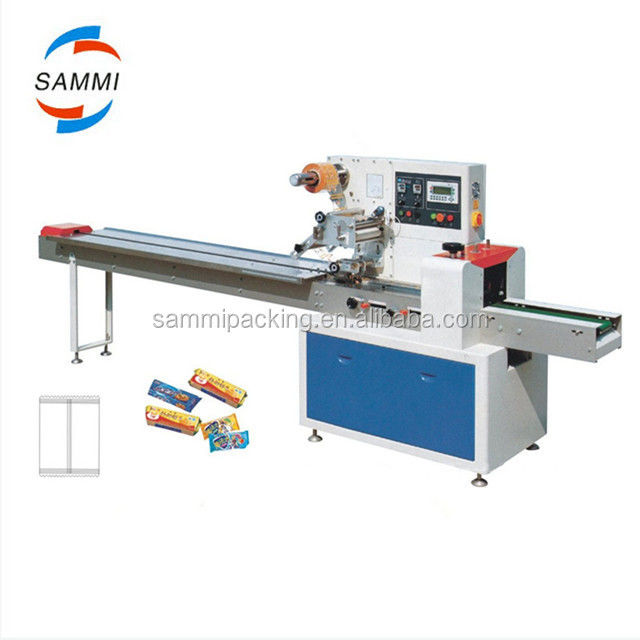 Mesin kemasan bantal horisontal multifungsi Cookie Cokelat Bar Minuman Fungsi Utama Bentuk Isi Mesin pemotong segel