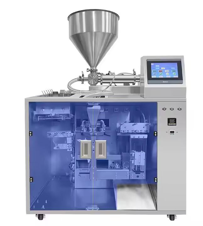 Mesin Penuh dan Penutup Kantong Vertikal Tipe Universal Makanan Hewan Peliharaan Buah Kering Pre-made Stand Up Pouch Doypack Packing Machine