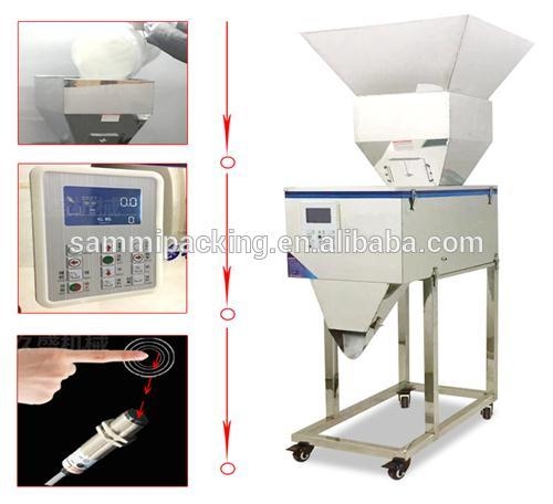 Mesin Timbang Bubuk Bumbu Semi Otomatis Kualitas Tinggi 100-3000g Mesin Pengisi Timbangan Getaran dengan Hopper Besar