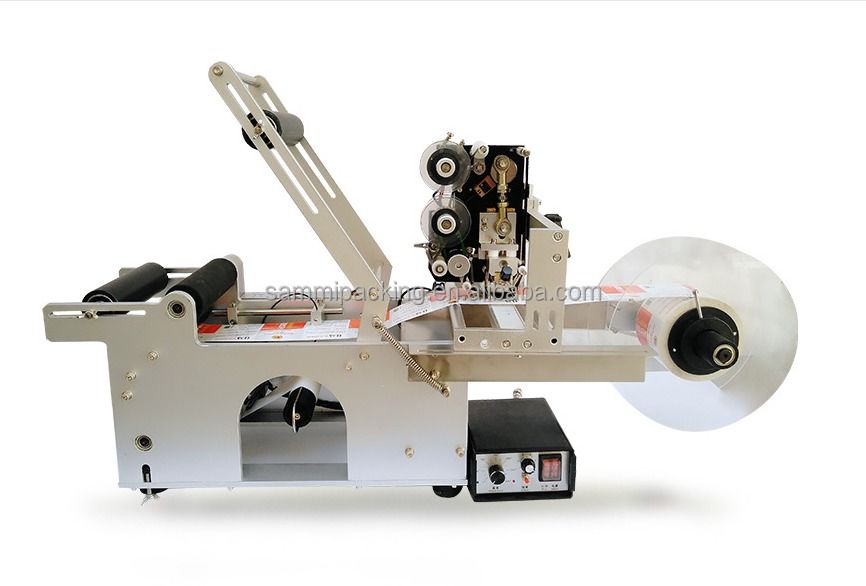 Semiautomatik Botol Bulat Label, Mesin Label dengan Tanggal Produksi, Batch Nomor Kode Pencetakan