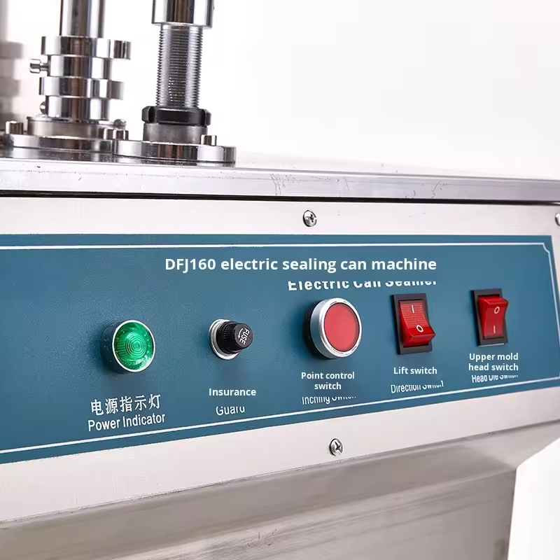Mesin Segel Listrik Vertikal DFJ-160 untuk Cangkir Mudah-Buka Kaleng Plastik dan Logam Pelat Timah Baja Tahan Karat, Penyegel Kaleng Timah