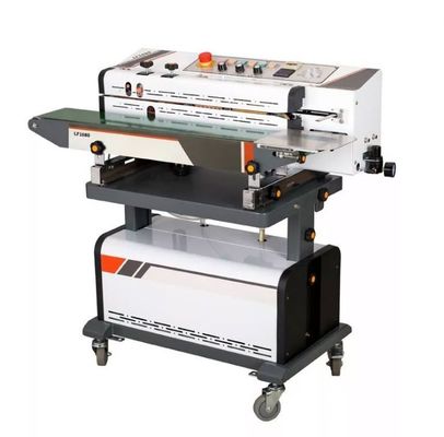 Nitrogen Gas Flushing Vacuum Continuous Band Sealer Plastik Bag Heat Sealing Machine Dengan Ink Roller Printing