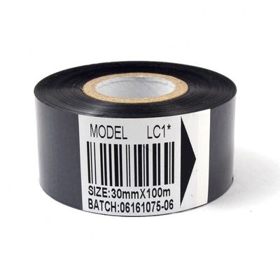 Perlengkapan kemasan hitam, tanggal pengkodean Hot Stamping Ribbon 30mm × 100m