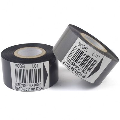 Black Plastic Hot Foil Ribbon 25mm 30mm 35mm Untuk Printer Tanggal kadaluarsa