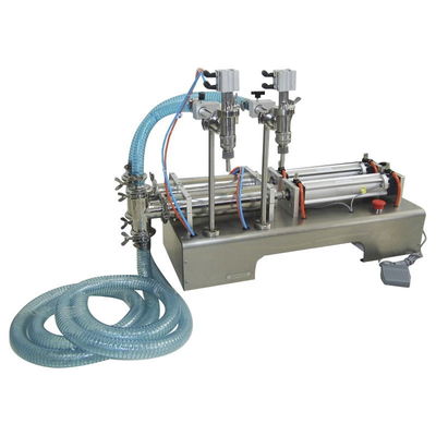 100-1000ml Pneumatic Liquid Piston Filler Machine Double Heads Untuk Pengisian Minyak