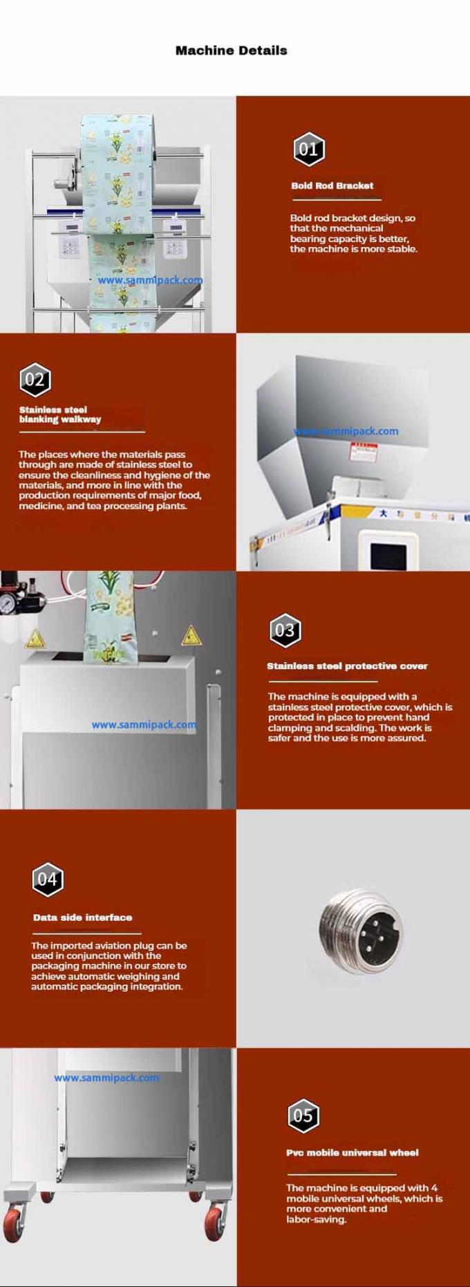 Multifunctional Doublehead Sugar Filling Coffee Beans Weighing Packing Machine 500g 1000g 450*470*1750MM Komoditas 5