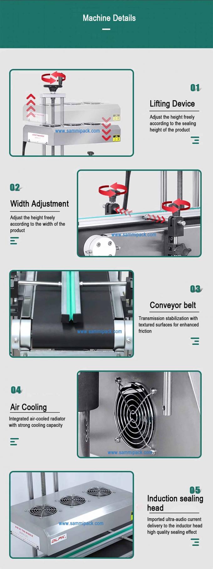 Otomatis terus-menerus Plastik botol Panas Penyegelan Elektromagnetik Induksi Aluminium Foil Penyegelan Mesin 5