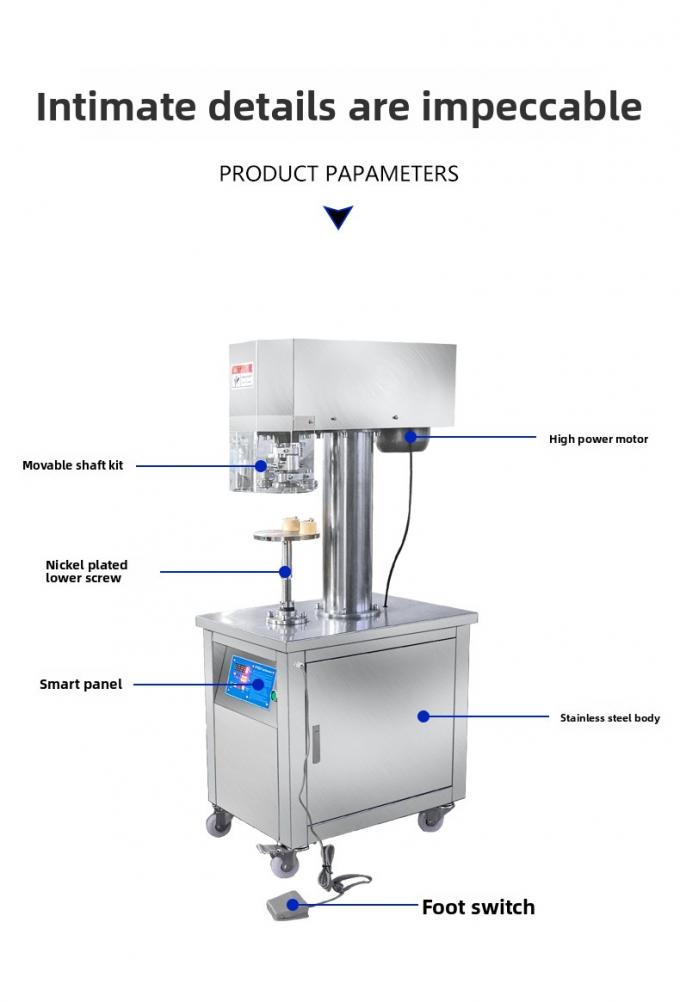 Vertikal Tin Can Sealer Komersial Semi-Automatic Can Sealing Machine untuk Plastic Can Aluminium Can 6